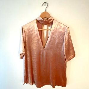 NEW YEAR SALE! NWT A.L.C. SILK VELVET SHORT SLEEVE PLUNGE FRONT AND BACK SS TOP